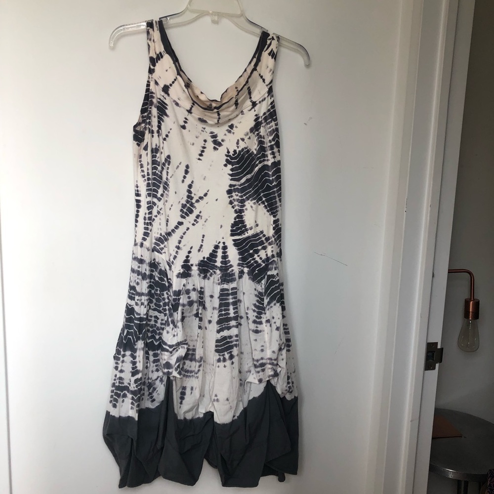 White and Grey Tie Dye LunaLuz Sundress with Ties